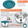 imageEfar Mixing Bowls with Lids Set of 5 Stainless Steel Mixing Bowls Metal Nesting Bowls with Airtight Lids Nontoxic ampamp Dishwasher Safe Great for Cooking Baking Serving  Size 07115346QTTeal Blue
