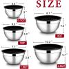 imageEfar Mixing Bowls with Lids Set of 5 Stainless Steel Mixing Bowls Metal Nesting Bowls with Airtight Lids Nontoxic ampamp Dishwasher Safe Great for Cooking Baking Serving  Size 07115346QTBlack