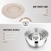 imageEfar Mixing Bowls with Lids Set of 5 Stainless Steel Mixing Bowls Metal Nesting Bowls with Airtight Lids Nontoxic ampamp Dishwasher Safe Great for Cooking Baking Serving  Size 07115346QTKhaki
