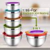 imageEfar Mixing Bowls with Lids Set of 5 Stainless Steel Mixing Bowls Metal Nesting Bowls with Airtight Lids Nontoxic ampamp Dishwasher Safe Great for Cooking Baking Serving  Size 07115346QTColorful