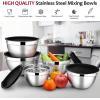 imageEfar Mixing Bowls with Lids Set of 5 Stainless Steel Mixing Bowls Metal Nesting Bowls with Airtight Lids Nontoxic ampamp Dishwasher Safe Great for Cooking Baking Serving  Size 07115346QTBlack