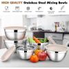 imageEfar Mixing Bowls with Lids Set of 5 Stainless Steel Mixing Bowls Metal Nesting Bowls with Airtight Lids Nontoxic ampamp Dishwasher Safe Great for Cooking Baking Serving  Size 07115346QTKhaki