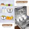 imageEfar Mixing Bowls with Lids Set of 5 Stainless Steel Mixing Bowls Metal Nesting Bowls with Airtight Lids Nontoxic ampamp Dishwasher Safe Great for Cooking Baking Serving  Size 07115346QTKhaki
