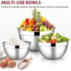 imageEfar Mixing Bowls with Lids Set of 5 Stainless Steel Mixing Bowls Metal Nesting Bowls with Airtight Lids Nontoxic ampamp Dishwasher Safe Great for Cooking Baking Serving  Size 07115346QTBlack