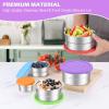 imageEfar Stainless Steel Food Containers with Lids Set of 5 Round Snack Containers for Kids Toddlers Adults Metal Food Storage Box for School Lunch Leak Proof 3oz 6oz 129oz 203oz 304ozRed  Purple  Green  Blue  Orange