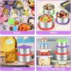 imageEfar Stainless Steel Food Containers with Lids Set of 5 Round Snack Containers for Kids Toddlers Adults Metal Food Storage Box for School Lunch Leak Proof 3oz 6oz 129oz 203oz 304ozRed  Purple  Green  Blue  Orange