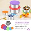 imageEfar Stainless Steel Food Containers with Lids Set of 5 Round Snack Containers for Kids Toddlers Adults Metal Food Storage Box for School Lunch Leak Proof 3oz 6oz 129oz 203oz 304ozRed  Purple  Green  Blue  Orange