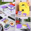 imageEfar Stainless Steel Lunch Containers for Kids 3Piece 8OZx2 ampamp 25OZ Bento Box Snack Food Container with Leakproof Silicone Lid Metal Storage for Toddlers Child School Picnic GreyPurple