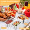 imageEfar Stainless Steel Lunch Containers for Kids 3Piece 8OZx2 ampamp 25OZ Bento Box Snack Food Container with Leakproof Silicone Lid Metal Storage for Toddlers Child School Picnic GreyOrange