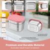 imageEfar Stainless Steel Lunch Containers for Kids 3Piece 8OZx2 ampamp 25OZ Bento Box Snack Food Container with Leakproof Silicone Lid Metal Storage for Toddlers Child School Picnic GreyPink