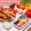 imageEfar Stainless Steel Lunch Containers for Kids 3Piece 8OZx2 ampamp 25OZ Bento Box Snack Food Container with Leakproof Silicone Lid Metal Storage for Toddlers Child School Picnic GreyPink