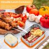 imageEfar Stainless Steel Lunch Containers for Kids 3Piece 8OZx2 ampamp 25OZ Bento Box Snack Food Container with Leakproof Silicone Lid Metal Storage for Toddlers Child School Picnic GreyOrange