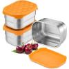 imageEfar Stainless Steel Lunch Containers for Kids 3Piece 8OZx2 ampamp 25OZ Bento Box Snack Food Container with Leakproof Silicone Lid Metal Storage for Toddlers Child School Picnic GreyOrange