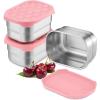 imageEfar Stainless Steel Lunch Containers for Kids 3Piece 8OZx2 ampamp 25OZ Bento Box Snack Food Container with Leakproof Silicone Lid Metal Storage for Toddlers Child School Picnic GreyPink