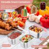 imageEfar Stainless Steel Lunch Containers for Kids 3Piece 8OZx2 ampamp 25OZ Bento Box Snack Food Container with Leakproof Silicone Lid Metal Storage for Toddlers Child School Picnic GreyPink