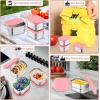 imageEfar Stainless Steel Lunch Containers for Kids 3Piece 8OZx2 ampamp 25OZ Bento Box Snack Food Container with Leakproof Silicone Lid Metal Storage for Toddlers Child School Picnic GreyPink