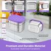 imageEfar Stainless Steel Lunch Containers for Kids 3Piece 8OZx2 ampamp 25OZ Bento Box Snack Food Container with Leakproof Silicone Lid Metal Storage for Toddlers Child School Picnic GreyPurple