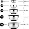 imageEfar Stainless Steel Mixing Bowls Set of 5 Size 73525151 QT Metal Nesting Bowls with Colorful Airtight Lids ampamp NonSlip Bottoms Great for Kitchen Cooking Baking Serving Food PrepBlack