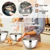 imageEfar Stainless Steel Mixing Bowls with Airtight Lids 7Piece Metal Nesting Bowls with Black Lids for Saving Storage Space Size 7 46 3 2 15 1 07QT Great for BakingCookingPreppingKhaki