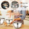 imageEfar Stainless Steel Mixing Bowls with Airtight Lids 7Piece Metal Nesting Bowls with Black Lids for Saving Storage Space Size 7 46 3 2 15 1 07QT Great for BakingCookingPreppingColorful