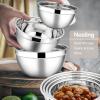 imageEfar Stainless Steel Mixing Bowls with Airtight Lids 7Piece Metal Nesting Bowls with Black Lids for Saving Storage Space Size 7 46 3 2 15 1 07QT Great for BakingCookingPreppingKhaki