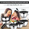imageEfar Stainless Steel Mixing Bowls with Airtight Lids 7Piece Metal Nesting Bowls with Black Lids for Saving Storage Space Size 7 46 3 2 15 1 07QT Great for BakingCookingPreppingBlack