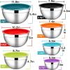 imageEfar Stainless Steel Mixing Bowls with Airtight Lids 7Piece Metal Nesting Bowls with Black Lids for Saving Storage Space Size 7 46 3 2 15 1 07QT Great for BakingCookingPreppingColorful