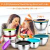 imageEfar Stainless Steel Mixing Bowls with Airtight Lids 7Piece Metal Nesting Bowls with Black Lids for Saving Storage Space Size 7 46 3 2 15 1 07QT Great for BakingCookingPreppingColorful