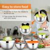 imageEfar Stainless Steel Mixing Bowls with Airtight Lids 7Piece Metal Nesting Bowls with Black Lids for Saving Storage Space Size 7 46 3 2 15 1 07QT Great for BakingCookingPreppingColorful