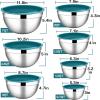 imageEfar Stainless Steel Mixing Bowls with Airtight Lids 7Piece Metal Nesting Bowls with Black Lids for Saving Storage Space Size 7 46 3 2 15 1 07QT Great for BakingCookingPreppingBlue