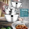 imageEfar Stainless Steel Mixing Bowls with Airtight Lids 7Piece Metal Nesting Bowls with Black Lids for Saving Storage Space Size 7 46 3 2 15 1 07QT Great for BakingCookingPreppingBlue