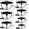 imageEfar Stainless Steel Mixing Bowls with Airtight Lids 7Piece Metal Nesting Bowls with Black Lids for Saving Storage Space Size 7 46 3 2 15 1 07QT Great for BakingCookingPreppingBlack