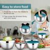 imageEfar Stainless Steel Mixing Bowls with Airtight Lids 7Piece Metal Nesting Bowls with Black Lids for Saving Storage Space Size 7 46 3 2 15 1 07QT Great for BakingCookingPreppingBlue