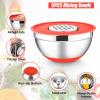 imageEfar Stainless Steel Mixing Bowls with Lids Set 5Piece Nesting Salad Bowls with 3 Grater Attachments and NonSlip Bottoms Size 46 26 2 15 1QT for Kitchen KhakiRed