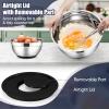 imageEfar Stainless Steel Mixing Bowls with Lids Set 5Piece Nesting Salad Bowls with 3 Grater Attachments and NonSlip Bottoms Size 46 26 2 15 1QT for Kitchen KhakiBlack