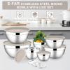imageEfar Stainless Steel Mixing Bowls with Lids Set 5Piece Nesting Salad Bowls with 3 Grater Attachments and NonSlip Bottoms Size 46 26 2 15 1QT for Kitchen KhakiKhaki