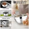 imageEfar Stainless Steel Mixing Bowls with Lids Set 5Piece Nesting Salad Bowls with 3 Grater Attachments and NonSlip Bottoms Size 46 26 2 15 1QT for Kitchen KhakiBlack
