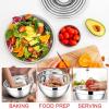 imageEfar Stainless Steel Mixing Bowls with Lids Set 5Piece Nesting Salad Bowls with 3 Grater Attachments and NonSlip Bottoms Size 46 26 2 15 1QT for Kitchen KhakiRed