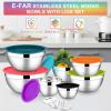 imageEfar Stainless Steel Mixing Bowls with Lids Set 5Piece Nesting Salad Bowls with 3 Grater Attachments and NonSlip Bottoms Size 46 26 2 15 1QT for Kitchen KhakiColorful