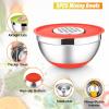 imageEfar Stainless Steel Mixing Bowls with Lids Set 5Piece Nesting Salad Bowls with 3 Grater Attachments and NonSlip Bottoms Size 46 26 2 15 1QT for Kitchen KhakiColorful