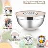 imageEfar Stainless Steel Mixing Bowls with Lids Set 5Piece Nesting Salad Bowls with 3 Grater Attachments and NonSlip Bottoms Size 46 26 2 15 1QT for Kitchen KhakiKhaki