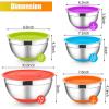 imageEfar Stainless Steel Mixing Bowls with Lids Set 5Piece Nesting Salad Bowls with 3 Grater Attachments and NonSlip Bottoms Size 46 26 2 15 1QT for Kitchen KhakiColorful