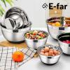imageEfar Stainless Steel Mixing Bowls with Lids Set 5Piece Nesting Salad Bowls with 3 Grater Attachments and NonSlip Bottoms Size 46 26 2 15 1QT for Kitchen KhakiBlack