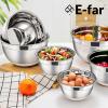 imageEfar Stainless Steel Mixing Bowls with Lids Set 5Piece Nesting Salad Bowls with 3 Grater Attachments and NonSlip Bottoms Size 46 26 2 15 1QT for Kitchen KhakiKhaki
