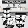 imageEfar Stainless Steel Mixing Bowls with Lids Set 5Piece Nesting Salad Bowls with 3 Grater Attachments and NonSlip Bottoms Size 46 26 2 15 1QT for Kitchen KhakiBlack