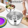 imageEfar Stainless Steel Mixing Bowls with Lids Set 5Piece Nesting Salad Bowls with 3 Grater Attachments and NonSlip Bottoms Size 46 26 2 15 1QT for Kitchen KhakiColorful