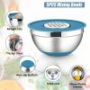 imageEfar Stainless Steel Mixing Bowls with Lids Set 5Piece Nesting Salad Bowls with 3 Grater Attachments and NonSlip Bottoms Size 46 26 2 15 1QT for Kitchen KhakiBlue
