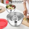 imageEfar Stainless Steel Mixing Bowls with Lids Set 5Piece Nesting Salad Bowls with 3 Grater Attachments and NonSlip Bottoms Size 46 26 2 15 1QT for Kitchen KhakiRed