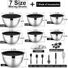 imageEfar Stainless Steel Mixing Bowls with Lids Set 5Piece Nesting Salad Bowls with 3 Grater Attachments and NonSlip Bottoms Size 46 26 2 15 1QT for Kitchen KhakiBlack
