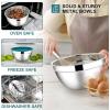 imageEfar Stainless Steel Mixing Bowls with Lids Set 5Piece Nesting Salad Bowls with 3 Grater Attachments and NonSlip Bottoms Size 46 26 2 15 1QT for Kitchen KhakiBlue